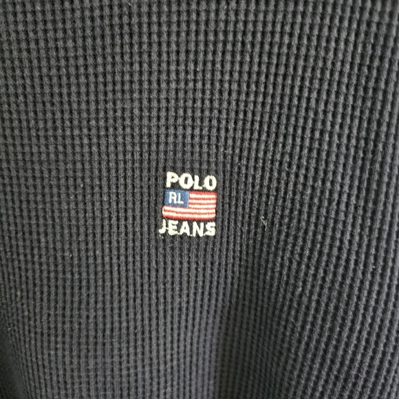 Polo Jeans by Ralph Lauren Navy Long Sleeve Waffle Knit Shirt XL - Picture 2 of 4